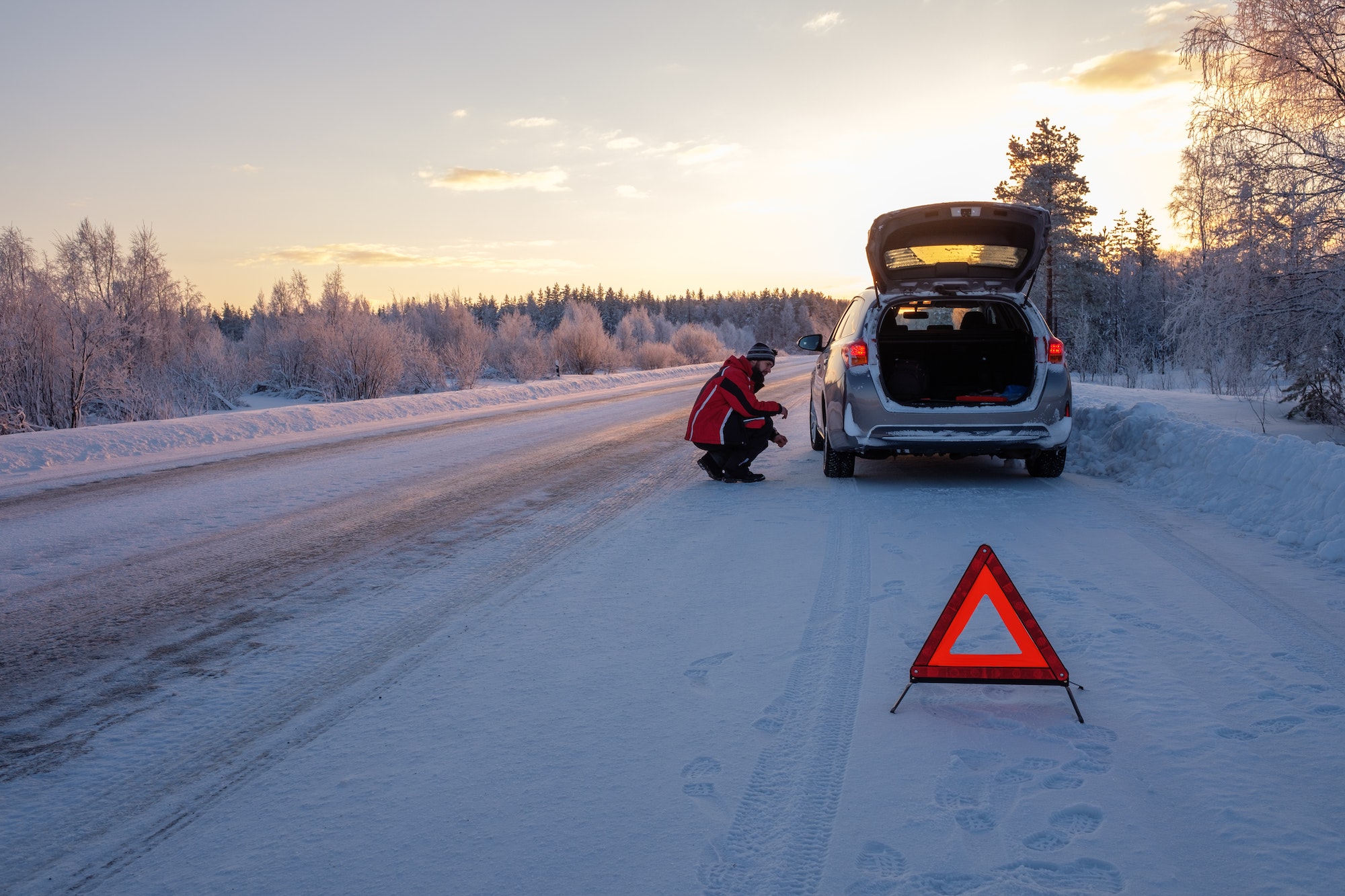 Accident en hiver avec dela neige